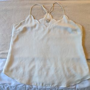 Cream j crew scallop tank